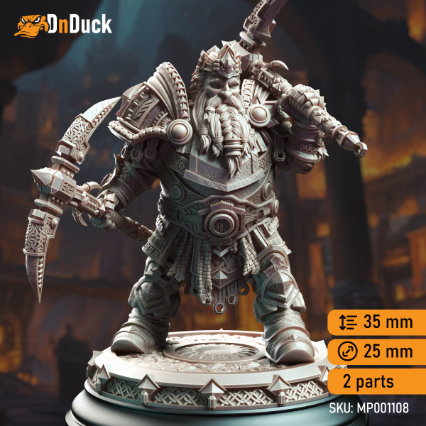 Buy 3d miniature Dwarf Paladin. Gordrain Stonehand, Dwarven General. DnDuck Miniatures Store. 3D figures of characters, elves, monsters, bestiaries, landscape, dragons figures and accessories for role-playing games