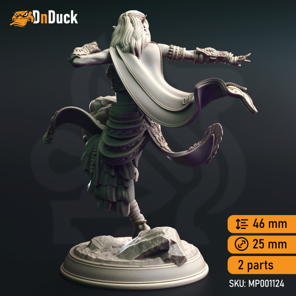 Buy 3d miniature Elf / Genasi. Monk. Cahira, Elf Sun Soul Monk. DnDuck Miniatures Store. 3D figures of characters, elves, monsters, bestiaries, landscape, dragons figures and accessories for role-playing games