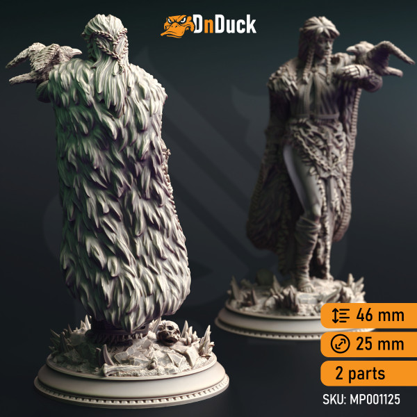 Buy 3d miniature Dhampir Druid. Celine de la Rouge, Vampire Enchantress. DnDuck Miniatures Store. 3D figures of characters, elves, monsters, bestiaries, landscape, dragons figures and accessories for role-playing games
