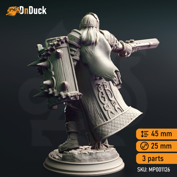 Buy 3d miniature Human Fighter / Paladin. Dane, Veteran Vampire Hunter. DnDuck Miniatures Store. 3D figures of characters, elves, monsters, bestiaries, landscape, dragons figures and accessories for role-playing games