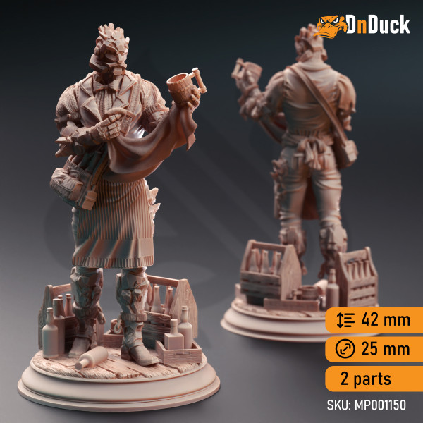 Buy 3d miniature Human NPC. Warforged Bartender - Brick. DnDuck Miniatures Store. 3D figures of characters, elves, monsters, bestiaries, landscape, dragons figures and accessories for role-playing games