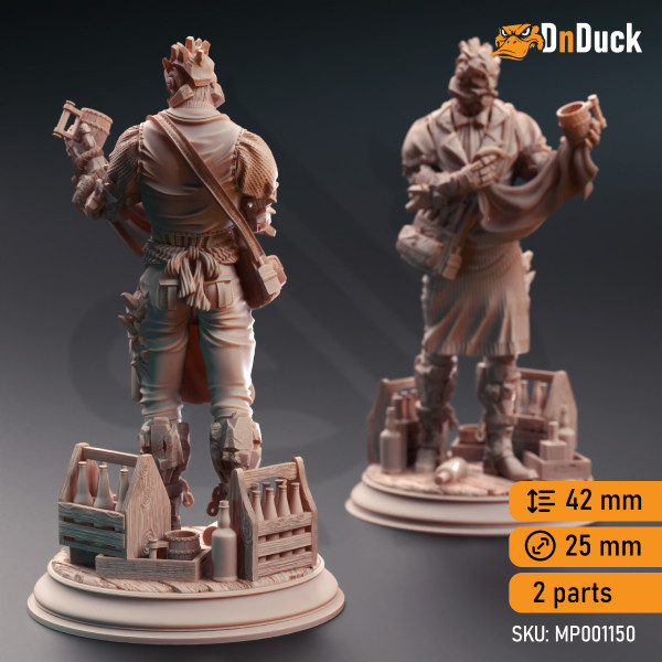 Buy 3d miniature Human NPC. Warforged Bartender - Brick. DnDuck Miniatures Store. 3D figures of characters, elves, monsters, bestiaries, landscape, dragons figures and accessories for role-playing games