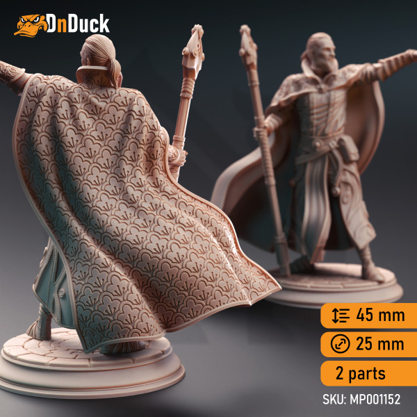 Buy 3d miniature Human Wizard / Sorcerer. Human Illusionist Wizard - Jonas the Trick. DnDuck Miniatures Store. 3D figures of characters, elves, monsters, bestiaries, landscape, dragons figures and accessories for role-playing games