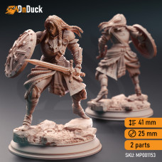 Buy  Human Veteran Fighter - Jorjie of Hvirna . DnDuck Miniatures Store. 3D figures of characters, elves, monsters, bestiaries, landscape, dragons figures and accessories for role-playing games
