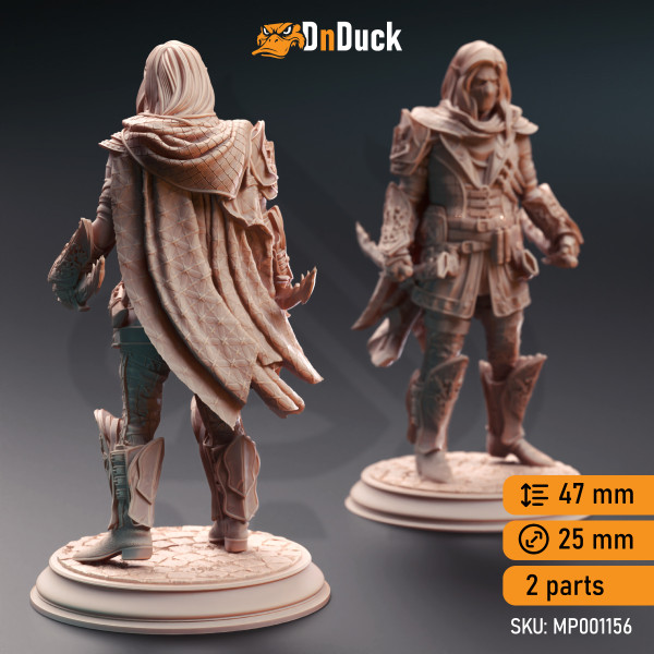 Buy 3d miniature Elf Rogue. Elf Rogue Thief - Sylvios the Slip. DnDuck Miniatures Store. 3D figures of characters, elves, monsters, bestiaries, landscape, dragons figures and accessories for role-playing games