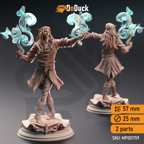 Buy 3d miniature Elf Wizard / Sorcerer. Elven Enchanting Sorcerer - Thalorad Goldhand. DnDuck Miniatures Store. 3D figures of characters, elves, monsters, bestiaries, landscape, dragons figures and accessories for role-playing games
