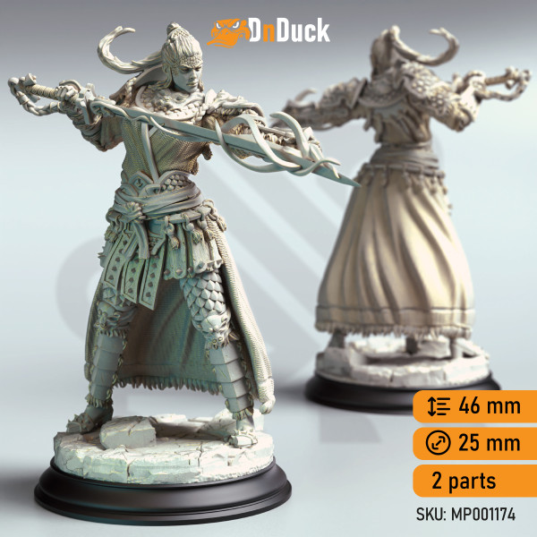 Buy 3d miniature Yuan–ti Fighter. Eastern Yuan-Ti Pureblood Spellsword - Saori. DnDuck Miniatures Store. 3D figures of characters, elves, monsters, bestiaries, landscape, dragons figures and accessories for role-playing games