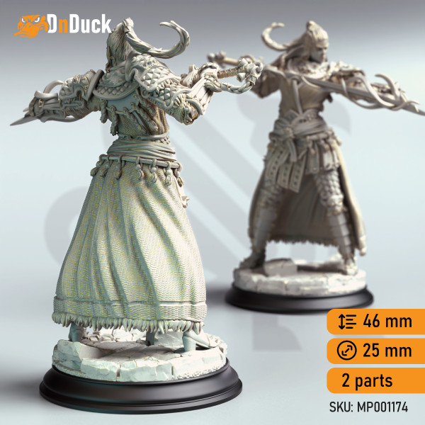 Buy 3d miniature Yuan–ti Fighter. Eastern Yuan-Ti Pureblood Spellsword - Saori. DnDuck Miniatures Store. 3D figures of characters, elves, monsters, bestiaries, landscape, dragons figures and accessories for role-playing games