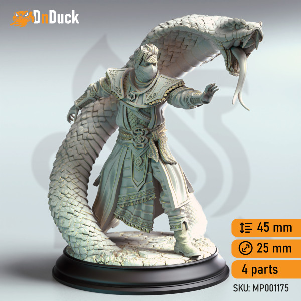 Buy 3d miniature Yuan–ti. Druid / Warlock / Wizard / Sorcerer. Yuan-Ti Snake Conjurer - Yin Zhu. DnDuck Miniatures Store. 3D figures of characters, elves, monsters, bestiaries, landscape, dragons figures and accessories for role-playing games