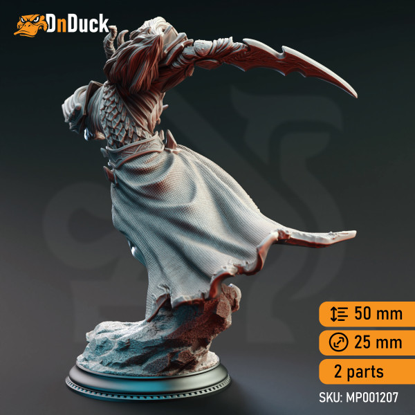 Buy 3d miniature Tiefling Fighter. Gresnos the Broken, Fallen Corrupted Angel. DnDuck Miniatures Store. 3D figures of characters, elves, monsters, bestiaries, landscape, dragons figures and accessories for role-playing games