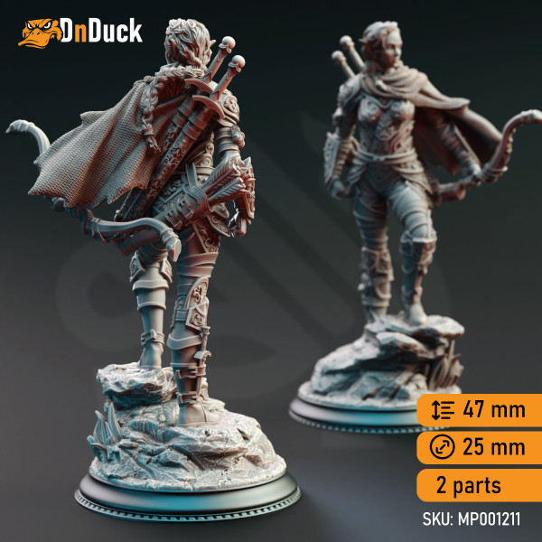 Buy 3d miniature Elf Ranger. Elf Hellspawn Hunter Ranger - Virana. DnDuck Miniatures Store. 3D figures of characters, elves, monsters, bestiaries, landscape, dragons figures and accessories for role-playing games