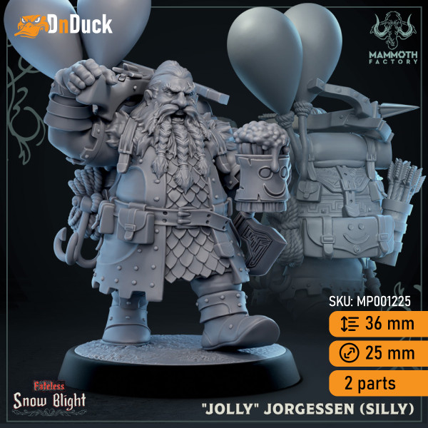 Buy 3d miniature Dwarf Fighter / Ranger. «Jolly» Jorgessen, Stoutmaster. DnDuck Miniatures Store. 3D figures of characters, elves, monsters, bestiaries, landscape, dragons figures and accessories for role-playing games