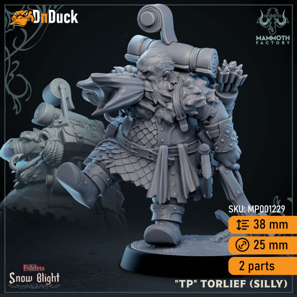 Buy 3d miniature Dwarf Fighter / Ranger. «TP» Torlief, Stoutmaster. DnDuck Miniatures Store. 3D figures of characters, elves, monsters, bestiaries, landscape, dragons figures and accessories for role-playing games