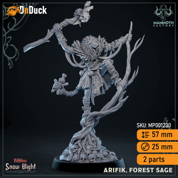 Buy 3d miniature Beastfolk Druid / NPC. Arifik, Forest Sage. DnDuck Miniatures Store. 3D figures of characters, elves, monsters, bestiaries, landscape, dragons figures and accessories for role-playing games