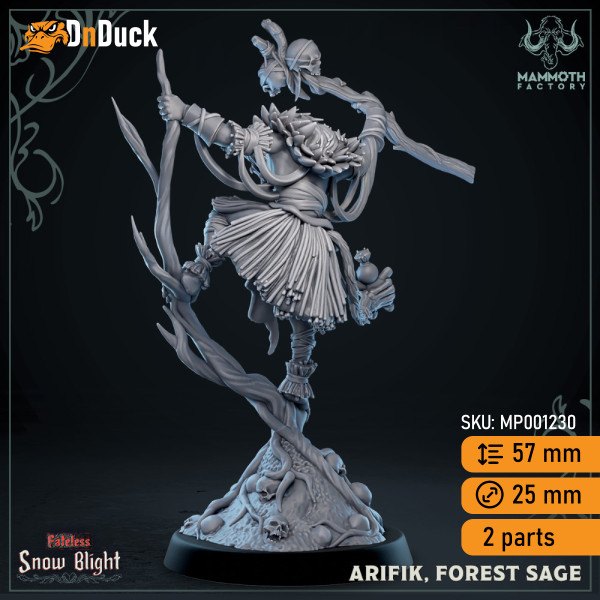 Buy 3d miniature Beastfolk Druid / NPC. Arifik, Forest Sage. DnDuck Miniatures Store. 3D figures of characters, elves, monsters, bestiaries, landscape, dragons figures and accessories for role-playing games