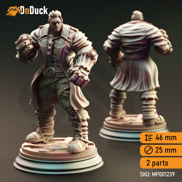 Buy 3d miniature Human Artificer. Human Artificer Brawler - Derek Matthews. DnDuck Miniatures Store. 3D figures of characters, elves, monsters, bestiaries, landscape, dragons figures and accessories for role-playing games