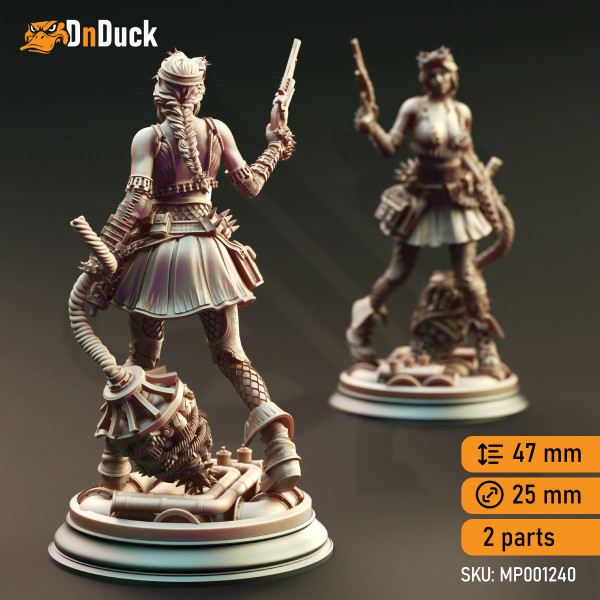 Buy 3d miniature Human Artificer. Manic Pixie Boom Girl - Eryial of Arvere. DnDuck Miniatures Store. 3D figures of characters, elves, monsters, bestiaries, landscape, dragons figures and accessories for role-playing games