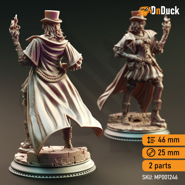 Buy 3d miniature Human Wizard / Sorcerer / Rogue. Human Arcane Trickster - Umbra of Nortros. DnDuck Miniatures Store. 3D figures of characters, elves, monsters, bestiaries, landscape, dragons figures and accessories for role-playing games