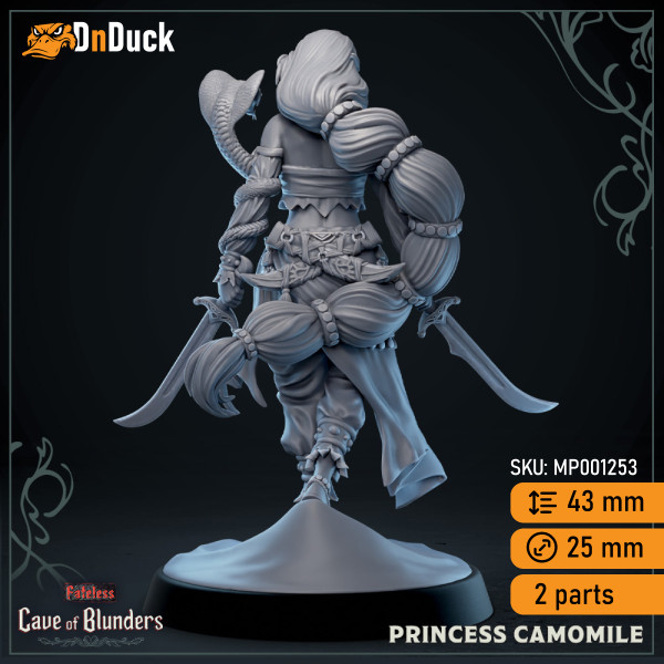 Buy 3d miniature Human Druid / Fighter. Princess Camomile. DnDuck Miniatures Store. 3D figures of characters, elves, monsters, bestiaries, landscape, dragons figures and accessories for role-playing games