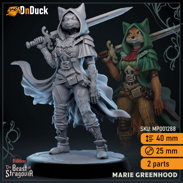 Buy 3d miniature Beastfolk. Rogue. Marie Greenwood. DnDuck Miniatures Store. 3D figures of characters, elves, monsters, bestiaries, landscape, dragons figures and accessories for role-playing games