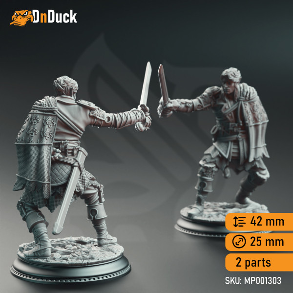 Buy 3d miniature Elf Fighter / Rogue. Half-Elf Swashbuckler - Corin of Lamhet. DnDuck Miniatures Store. 3D figures of characters, elves, monsters, bestiaries, landscape, dragons figures and accessories for role-playing games