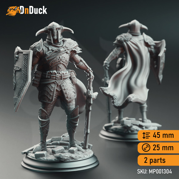 Buy 3d miniature Human Paladin. Nordic Paladin of Nature's Wrath - Lizarin. DnDuck Miniatures Store. 3D figures of characters, elves, monsters, bestiaries, landscape, dragons figures and accessories for role-playing games