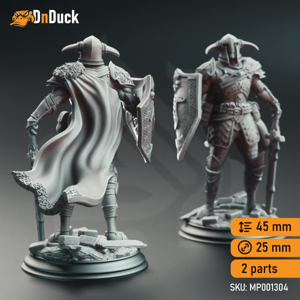 Buy 3d miniature Human Paladin. Nordic Paladin of Nature's Wrath - Lizarin. DnDuck Miniatures Store. 3D figures of characters, elves, monsters, bestiaries, landscape, dragons figures and accessories for role-playing games