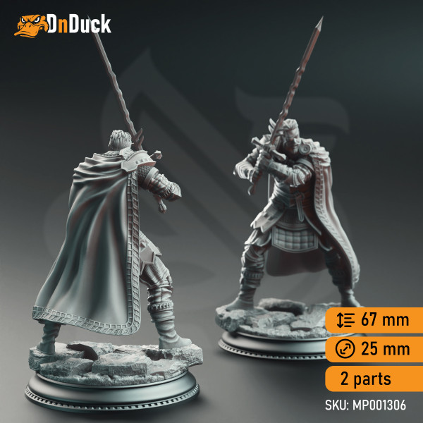 Buy 3d miniature Human Fighter / Paladin. Grizzled Veteran Commander - Field Marshal Kurt Williams. DnDuck Miniatures Store. 3D figures of characters, elves, monsters, bestiaries, landscape, dragons figures and accessories for role-playing games