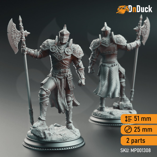 Buy 3d miniature Human Paladin / NPC. Knight of the Tower - Ser Claudius. DnDuck Miniatures Store. 3D figures of characters, elves, monsters, bestiaries, landscape, dragons figures and accessories for role-playing games