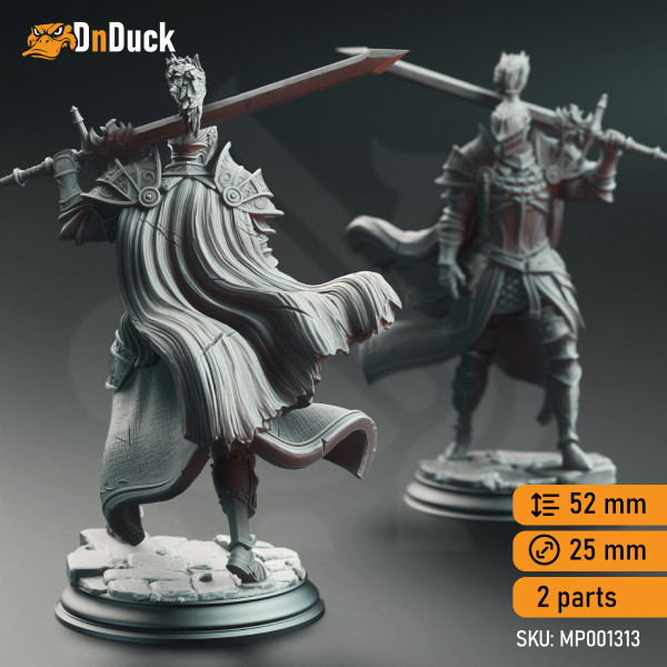 Buy 3d miniature Human Paladin / NPC. Knight of the Dusk - Lothar the Black. DnDuck Miniatures Store. 3D figures of characters, elves, monsters, bestiaries, landscape, dragons figures and accessories for role-playing games