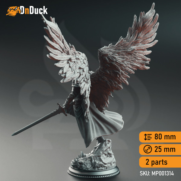 Buy 3d miniature Aasimar Cleric / Fighter / Paladin. Ascended Commander Knight - Lydia the Merciless. DnDuck Miniatures Store. 3D figures of characters, elves, monsters, bestiaries, landscape, dragons figures and accessories for role-playing games