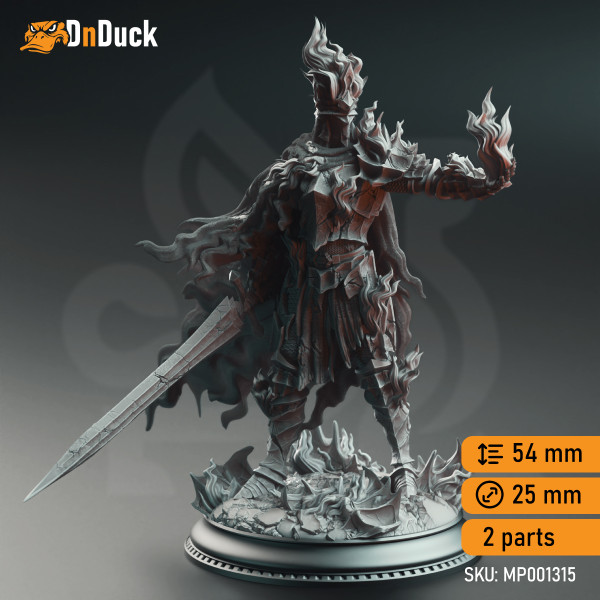 Buy 3d miniature Human Paladin / Warlock / NPC. The Burning Knight - Ser Elias the Heartless. DnDuck Miniatures Store. 3D figures of characters, elves, monsters, bestiaries, landscape, dragons figures and accessories for role-playing games