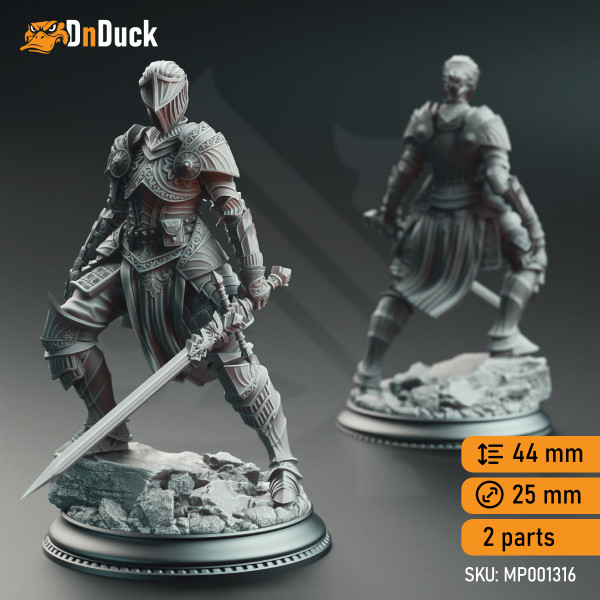 Buy 3d miniature Human Paladin. Commander of the West - Vera Lanius the Absolved. DnDuck Miniatures Store. 3D figures of characters, elves, monsters, bestiaries, landscape, dragons figures and accessories for role-playing games