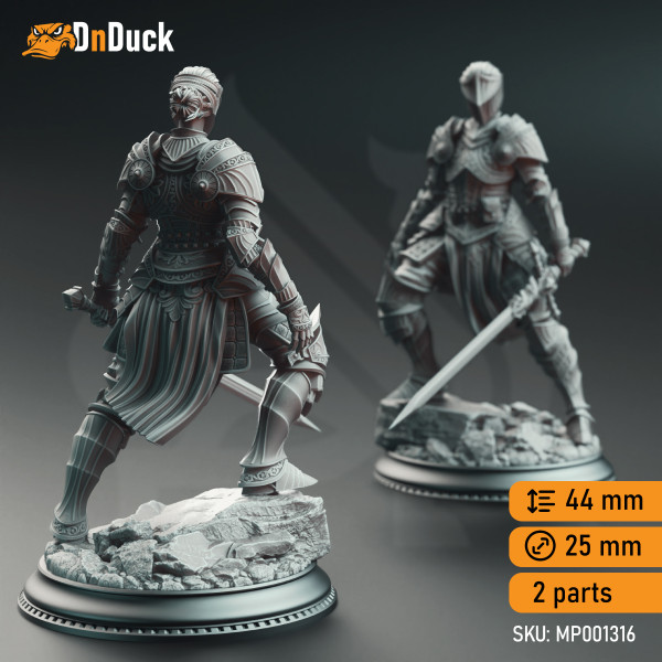 Buy 3d miniature Human Paladin. Commander of the West - Vera Lanius the Absolved. DnDuck Miniatures Store. 3D figures of characters, elves, monsters, bestiaries, landscape, dragons figures and accessories for role-playing games