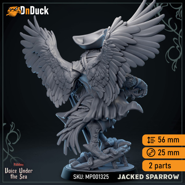 Buy 3d miniature Beastfolk Fighter. Jacked Sparrow. DnDuck Miniatures Store. 3D figures of characters, elves, monsters, bestiaries, landscape, dragons figures and accessories for role-playing games
