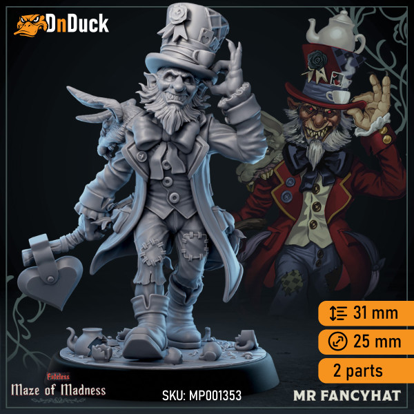 Buy 3d miniature Human.Wizard / Sorcerer. Mr Fancyhat. DnDuck Miniatures Store. 3D figures of characters, elves, monsters, bestiaries, landscape, dragons figures and accessories for role-playing games
