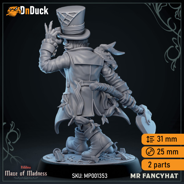 Buy 3d miniature Human.Wizard / Sorcerer. Mr Fancyhat. DnDuck Miniatures Store. 3D figures of characters, elves, monsters, bestiaries, landscape, dragons figures and accessories for role-playing games