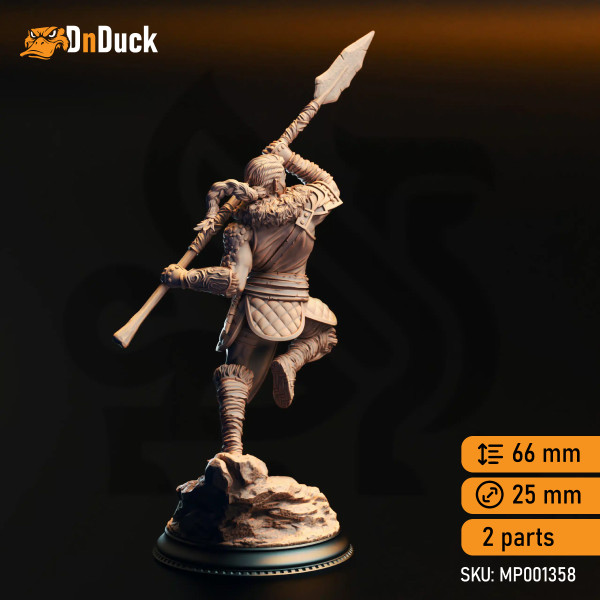 Buy 3d miniature Human Barbarian / Fighter. Illyria Spineshatter. DnDuck Miniatures Store. 3D figures of characters, elves, monsters, bestiaries, landscape, dragons figures and accessories for role-playing games