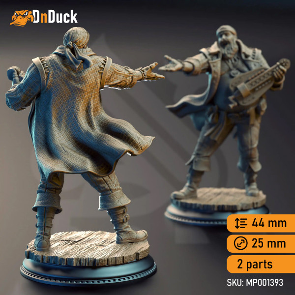 Buy 3d miniature Human Bard. Bossman Bill – Master of the Hurdy-Gurdy. DnDuck Miniatures Store. 3D figures of characters, elves, monsters, bestiaries, landscape, dragons figures and accessories for role-playing games