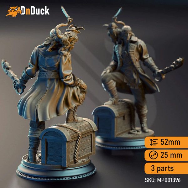 Buy 3d miniature Elf / Genasi. Fighter / Rogue. Ervin “Wave Dancer” Barton – Water Elemi Scoundrel. DnDuck Miniatures Store. 3D figures of characters, elves, monsters, bestiaries, landscape, dragons figures and accessories for role-playing games
