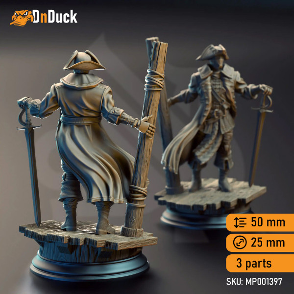 Buy 3d miniature Automaton Fighter / Rogue. Harvold “Blue Eyes” Stalson – Soulforged Swashbuckler. DnDuck Miniatures Store. 3D figures of characters, elves, monsters, bestiaries, landscape, dragons figures and accessories for role-playing games