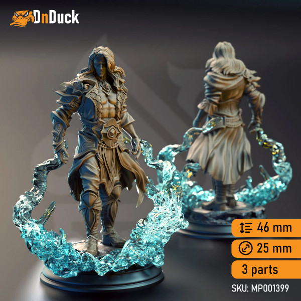 Buy 3d miniature Elf / Genasi. Monk / Warlock / Sorcerer. Indelian Katarin – Ocean Soul Sorcerer. DnDuck Miniatures Store. 3D figures of characters, elves, monsters, bestiaries, landscape, dragons figures and accessories for role-playing games
