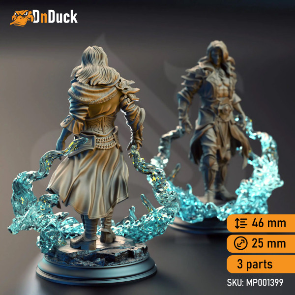 Buy 3d miniature Elf / Genasi. Monk / Warlock / Sorcerer. Indelian Katarin – Ocean Soul Sorcerer. DnDuck Miniatures Store. 3D figures of characters, elves, monsters, bestiaries, landscape, dragons figures and accessories for role-playing games
