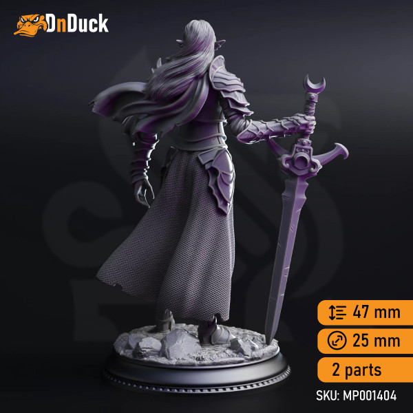 Buy 3d miniature Elf Paladin. Ilnia Vasrith – Paladin of the Moon’s Sanctum. DnDuck Miniatures Store. 3D figures of characters, elves, monsters, bestiaries, landscape, dragons figures and accessories for role-playing games