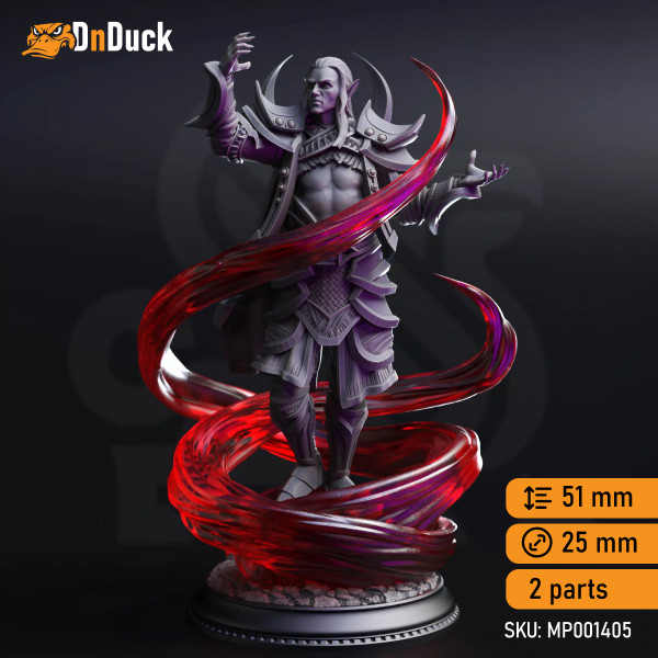 Buy 3d miniature Elf / Drow. Wizard / Sorcerer. Ilvos Drak’thin – Drow Lunar Sorcerer. DnDuck Miniatures Store. 3D figures of characters, elves, monsters, bestiaries, landscape, dragons figures and accessories for role-playing games