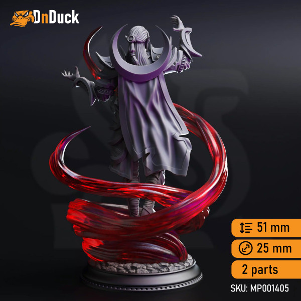 Buy 3d miniature Elf / Drow. Wizard / Sorcerer. Ilvos Drak’thin – Drow Lunar Sorcerer. DnDuck Miniatures Store. 3D figures of characters, elves, monsters, bestiaries, landscape, dragons figures and accessories for role-playing games