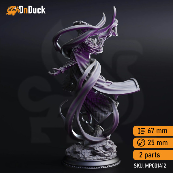 Buy 3d miniature Elf Warlock / Sorcerer. Zarinda – Sorceress of the Empty Planes. DnDuck Miniatures Store. 3D figures of characters, elves, monsters, bestiaries, landscape, dragons figures and accessories for role-playing games