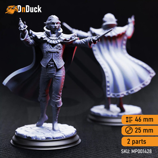 Buy 3d miniature Dhampir Bard. Ferdinand Vandame – Vampiric Virtuoso. DnDuck Miniatures Store. 3D figures of characters, elves, monsters, bestiaries, landscape, dragons figures and accessories for role-playing games