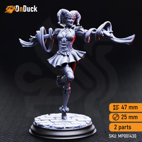 Buy 3d miniature Human / Dhampir. Bard. Sanguine – Gleeful Vampire Jester. DnDuck Miniatures Store. 3D figures of characters, elves, monsters, bestiaries, landscape, dragons figures and accessories for role-playing games