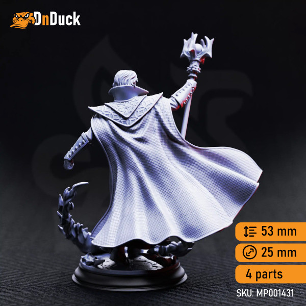 Buy 3d miniature Elf / Dhampir. Warlock / Wizard / Sorcerer. Renard the Black Hearted – Vampire Haemomancer. DnDuck Miniatures Store. 3D figures of characters, elves, monsters, bestiaries, landscape, dragons figures and accessories for role-playing games